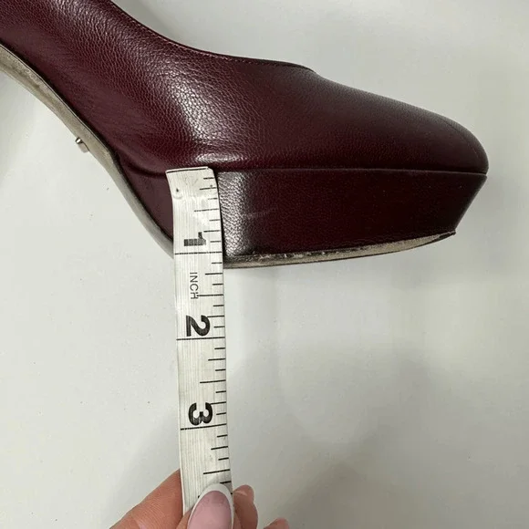 SERGIO ROSSI Oxblood Red Wine Platform Pump Heel patent leather womens 39 US 9 - Picture 7 of 8